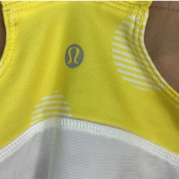 Lululemon Yellow Polka Dot V-Neck Tank Mesh Size 8 - Picture 5 of 6